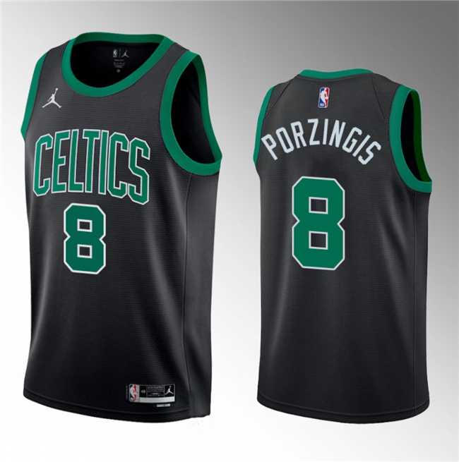 Men%27s Boston Celtics #8 Kristaps Porzingis Black 2023 Draft Statement Edition Stitched Basketball Jersey Dzhi->atlanta hawks->NBA Jersey